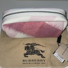 NWT 165 Burberry Women Pink Toiletry Case / Cosmetic Pouch - Tea Rose