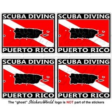 PUERTO RICO SCUBA DIVING Flag-Porto Rican Map Shape Rectangular Stickers 50mm x4