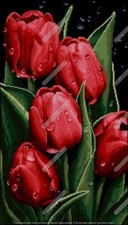 Bead Embroidery Kit "Red Tulips"  13.4x23.2 in  495g Beads  23 Colors