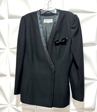 Giorgio Armani 42 Sz 6 Black Wool Silk Double Breasted Tuxedo Blazer Jacket