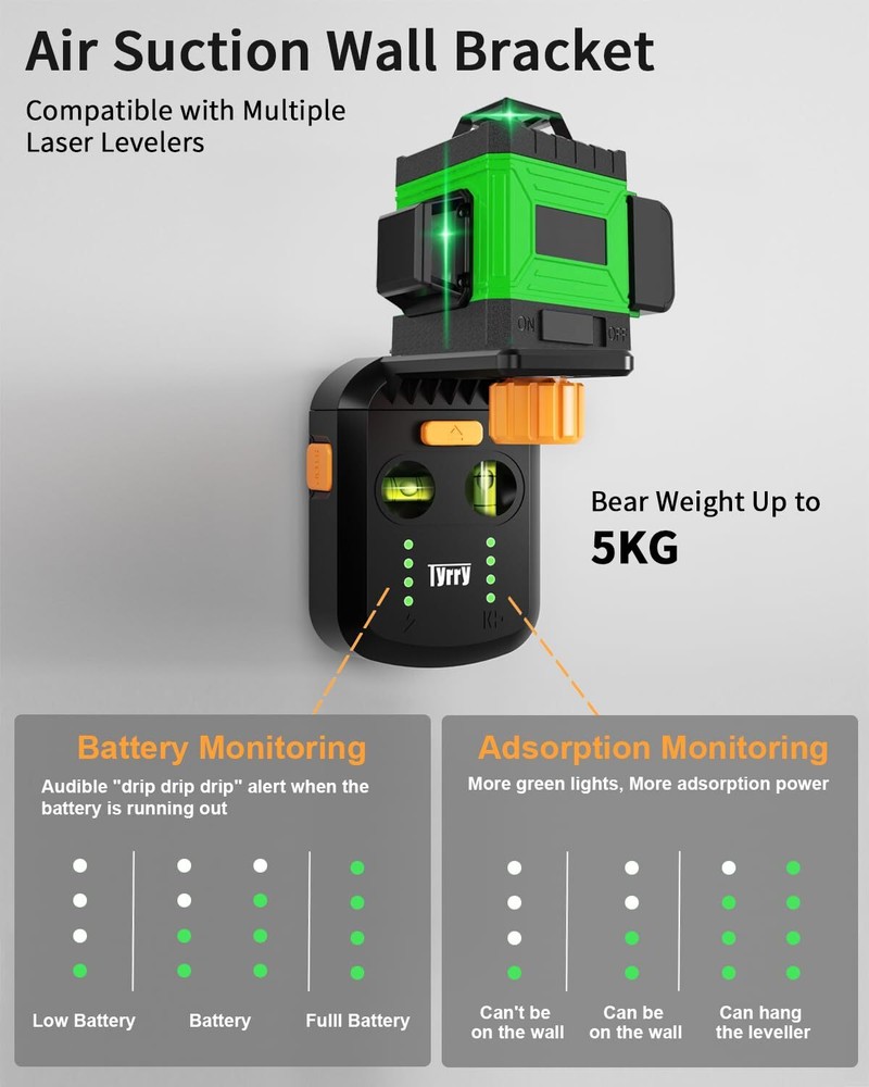 4-in-1 Self-Leveling Laser Tool with Drill Dust Collector and Wall Bracket