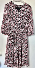 LAURA ASHLEY Black Red White Floral Tea Dress Size UK 12