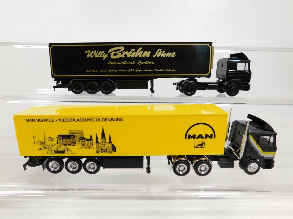2x Herpa H0 1:87 Autoarticolato Man: Brühn Spedizione + Oldenburg, Mint + Box # - Immagine 2 di 4