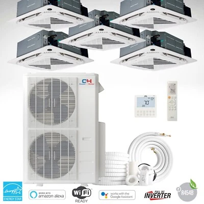 COOPER&HUNTER 48000 BTU Five 5 Zone Cassette Mini Split Air Conditioner 9K+9K+9k+9K+24K