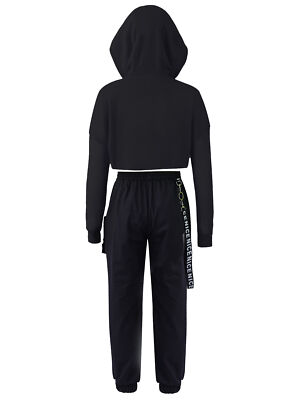 Mädchen Hip Hop Street Dance Kleidung Set Jazz Dancewear Hoodie Top + Weste+Hose