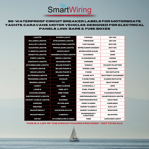 Waterproof circuit breaker labels for boats, yachts, caravans motor vehicles - Picture 3 of 3