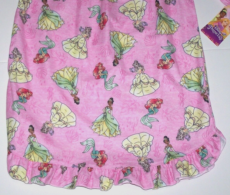 Disney Princesa Franela Abuela Camisón Pijama Ariel Belle Tiana Rosa Nuevo Niña Foto 3 de 4