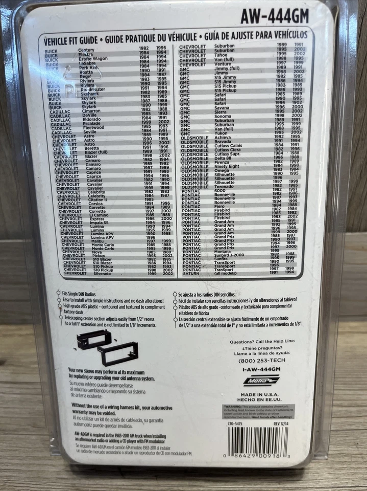Kit de instalação estéreo para carro Metra AW-444GM 1982 - 2002 General Motors - Novo estoque antigo - Imagem 4 de 4