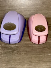 Lot Of 2 Marvy Uchida Giga Clever Lever Scalloped Oval Craft Punch Set Diecut