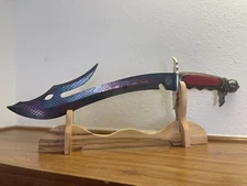 CUSTOM Engraved Fixed Blade Chipaway Knife With Maple Wood Stand