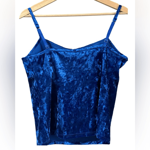 Susan Lucci Blue Velvet Tank Top Bra Support 38C Medium M Spaghetti Strap - Picture 2 of 4