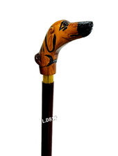 Dog Head Collectable Walking Stick Carved Wooden 36" Stick Unique Stylish Gifts