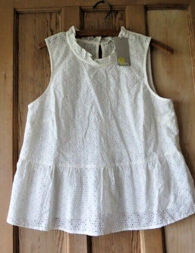 BNWT BODEN BRODERIE PEPLUM TOP SZ 12 IVORY - Picture 1 of 8