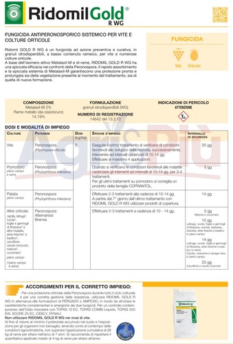 Ridomil GOLD R WG Fungicida Granuli Metalaxil-M Frutta Ortaggi 1kg - Foto 2 di 2