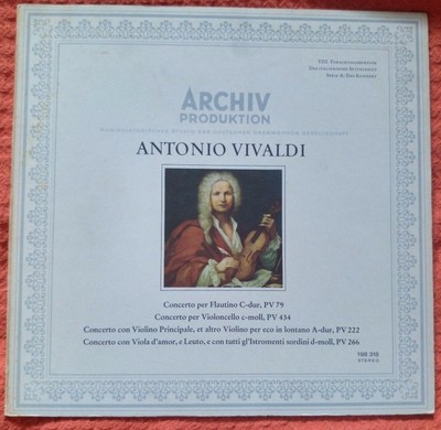VIVALDI - Violin Cello Flute Concertos LAUTENBACHER STORCK SEILER ARCHIV LP NM