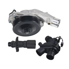Water Pump w/ Bolts Gaskets Connector + Thermostat For Jaguar Land Rover V8 5.0L