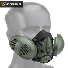 IDOGEAR Tactical Bilateral Respirator Half Face Mask Facepiece Airsoft Mask Camo