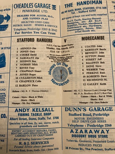 Stafford Rangers INICIO Programas Liga y Copa Años 70 PUBLICACIÓN GRATUITA - Imagen 63 de 186