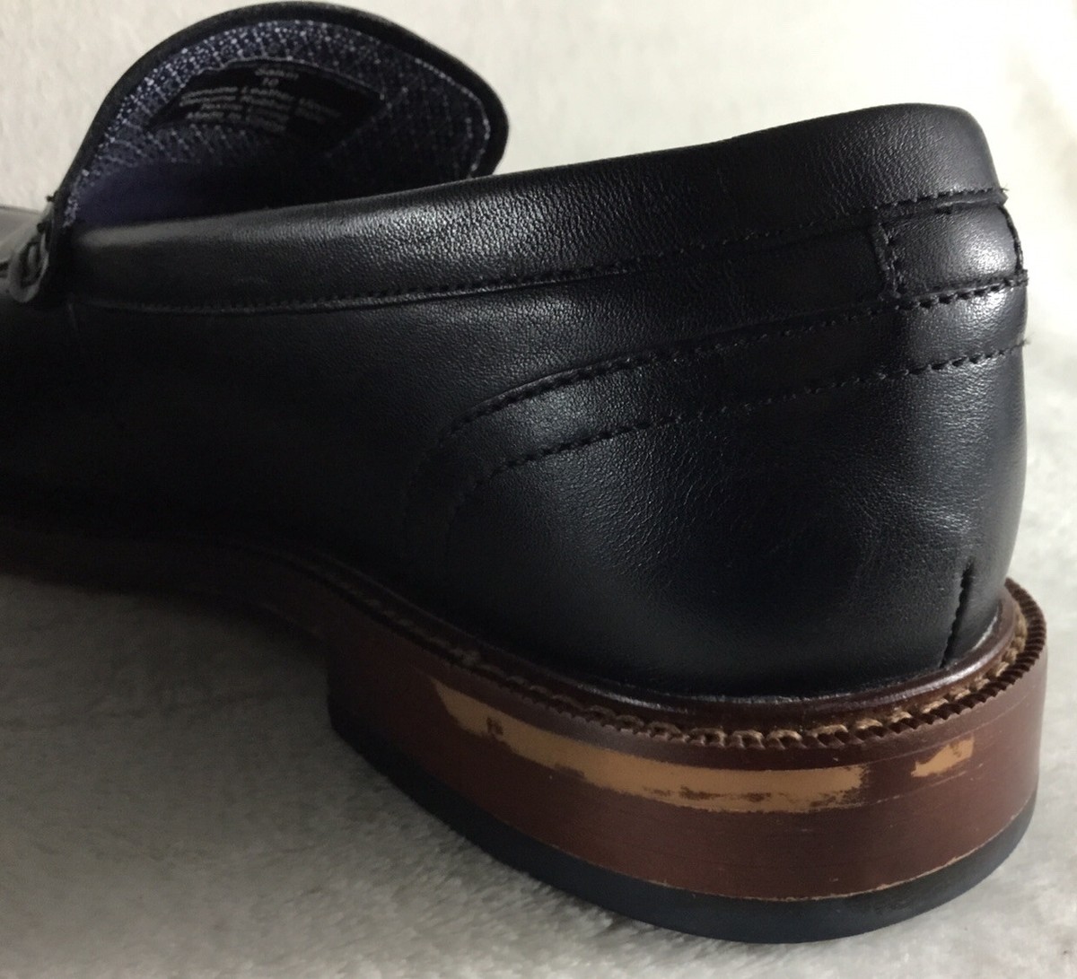 Aston Grey Shoes Mens 10M Black Leather Loafers Apron Toe 