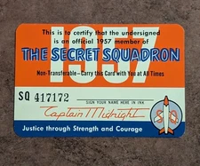 1957 Captain Midnight Secret Squadron Membership Card - Rare 50's Ovaltine 