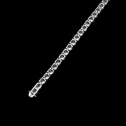 925 Sterling Silver Round Cut AAA CZ Tennis Bracelet with Rhodium 4mm - Picture 3 of 6