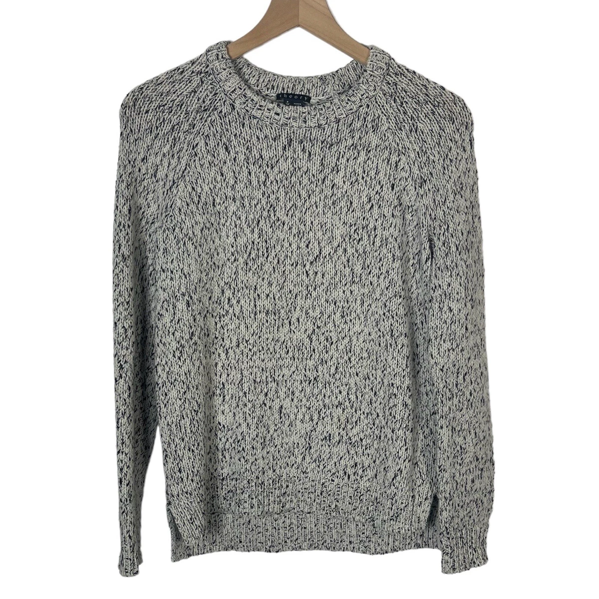 theory Innis C Loryshare Wool Cotton Blend Marled Gray/Black