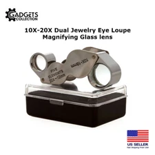 10X 20X DUAL Jewelers Jewelry Eye Loupe Optical Magnifying Reading Glass Lens 