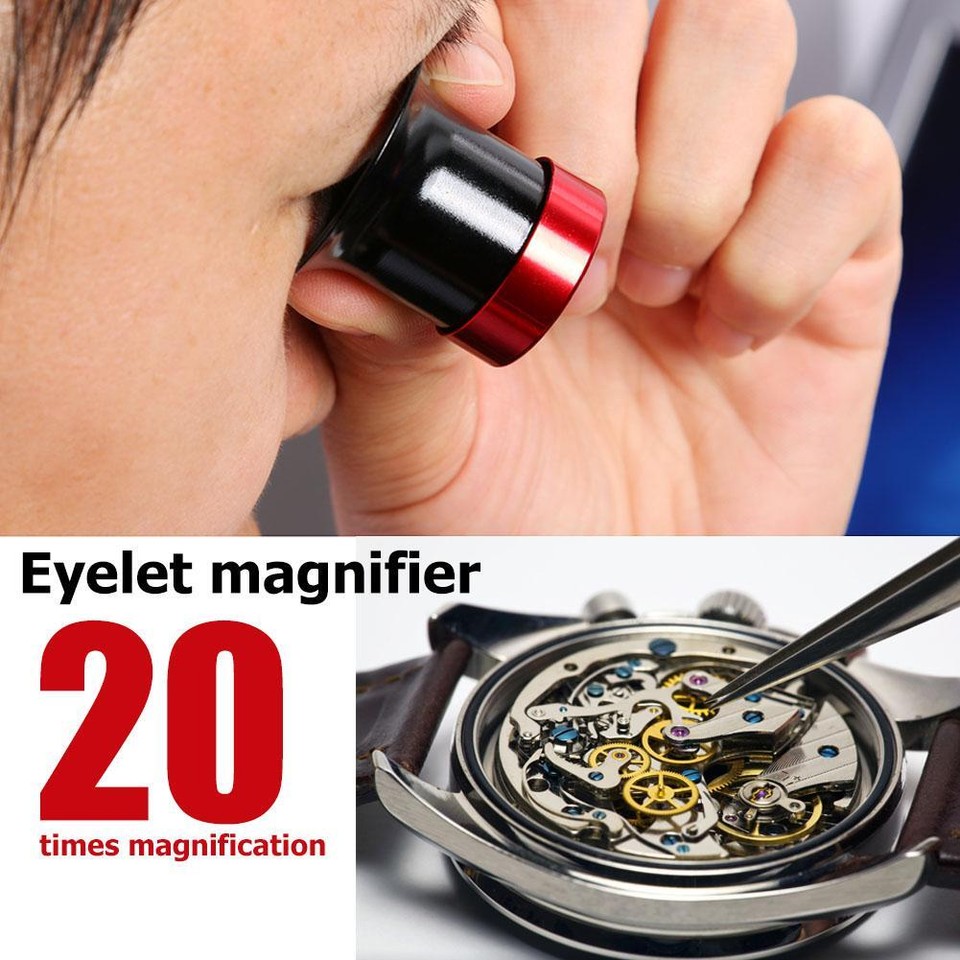 20X Glass Magnifier Watch Jewelry Repair Tools Eye Glasses Magnifying