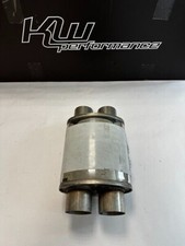 Neu  Edelstahl Schalldämpfer Topf  Duo 2x 76mm 3" Tuning Sport Auspuff