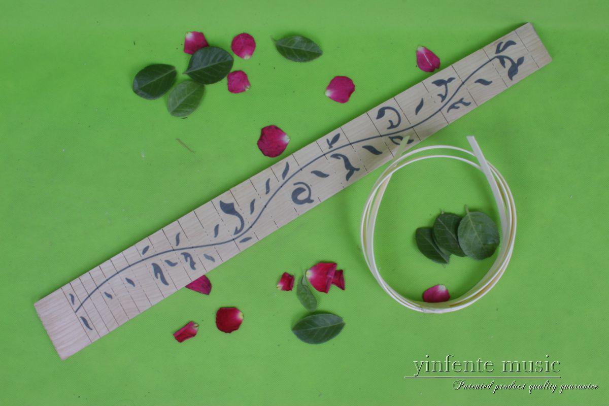 Maple Guitar Fretboard Black Vine Inlay for 22fret guitar neck 25.5inch