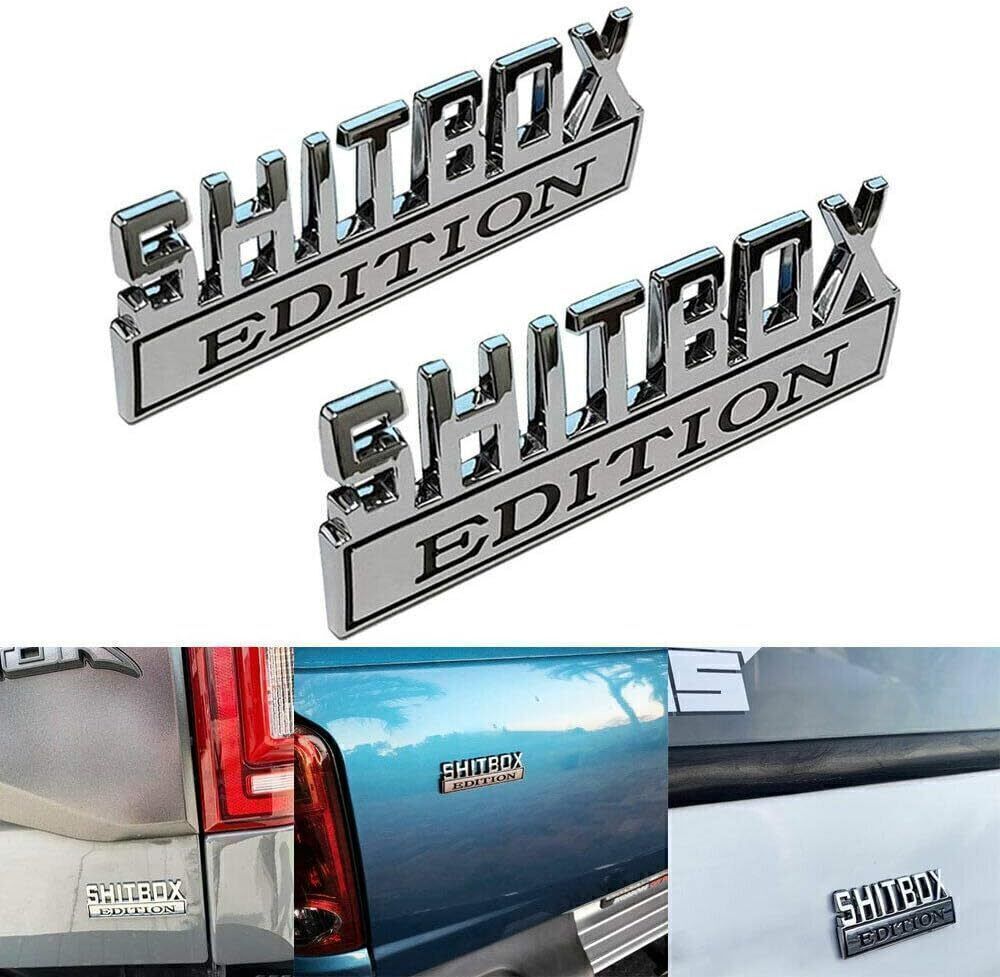 2X SHITBOX EDITION 3D Emblem For Decal Badge Stickers Universal Black Car Silver