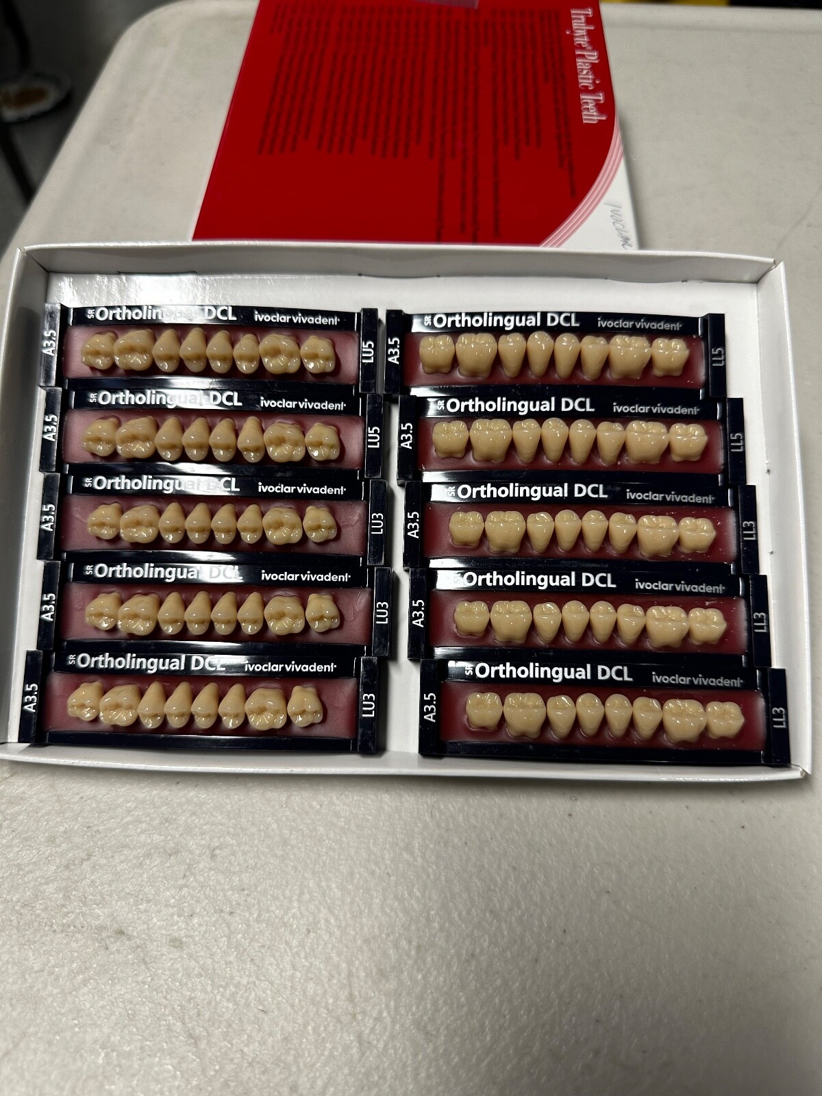 10 NEW MATCHING U/L SETS OF IVOCLAR ORTHOLINGUAL DCL ACRYLIC DENTURE