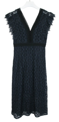 SANDRO Emeline Dress Women's (EU) 36 Sleeveless Lace Embroidered Lined Midi