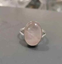 Handmade 925 Sterling Silver Rose Quartz Gemstone Statement Ring All Size  R15