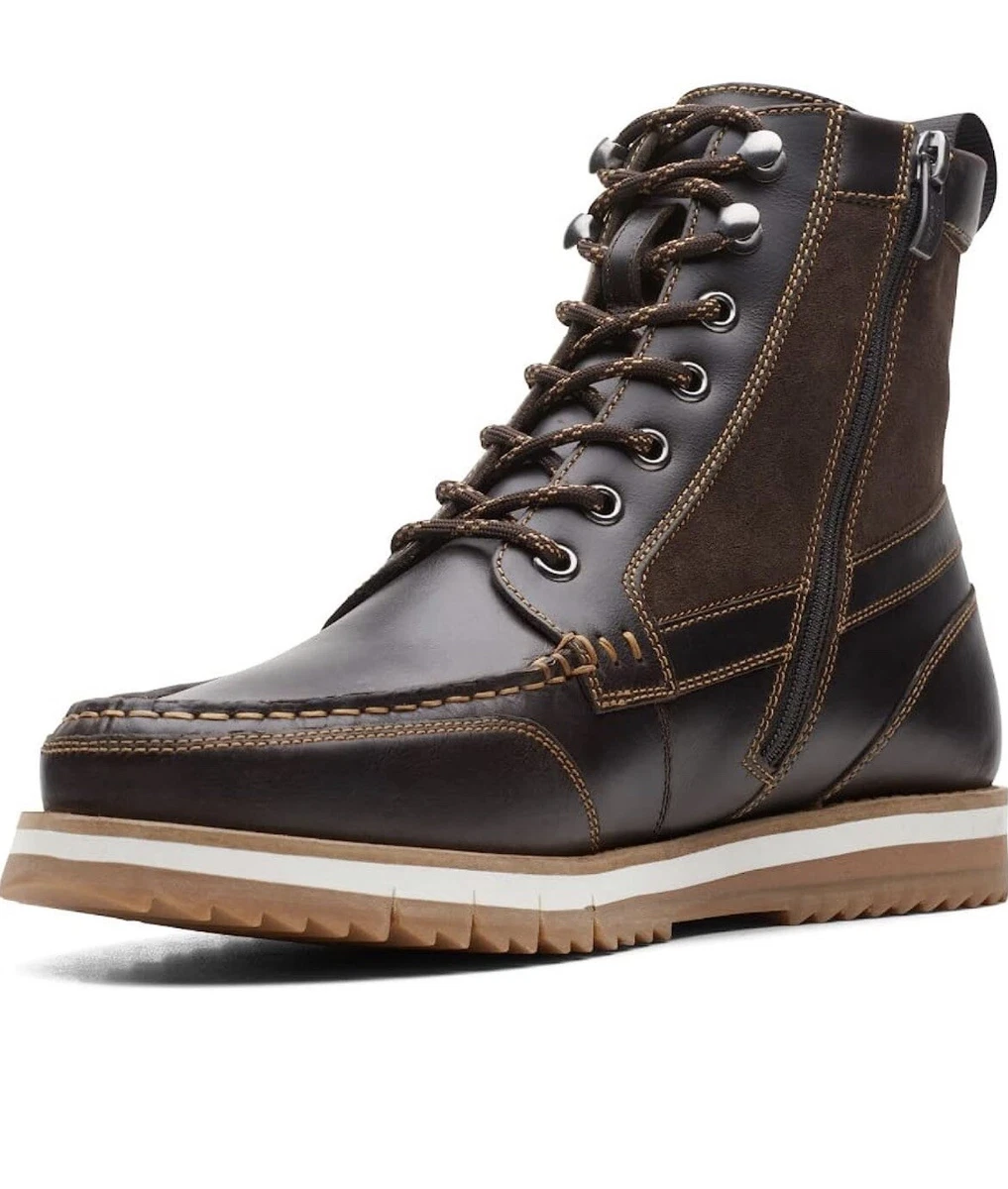 Clarks Men DURSTON HI Dark Brown Leather Boots Ankle Boot Uk 6.5 G 40