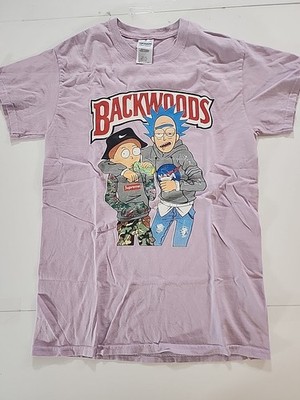 Rick and Morty Backwoods Graphic T-Shirt Small NASA Streetwear 420 Stone