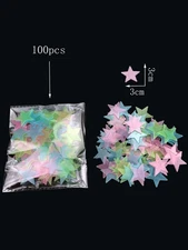 100pcs Glow In The Dark Stars Luminous Wall & Ceiling Star Stickers Home Decor