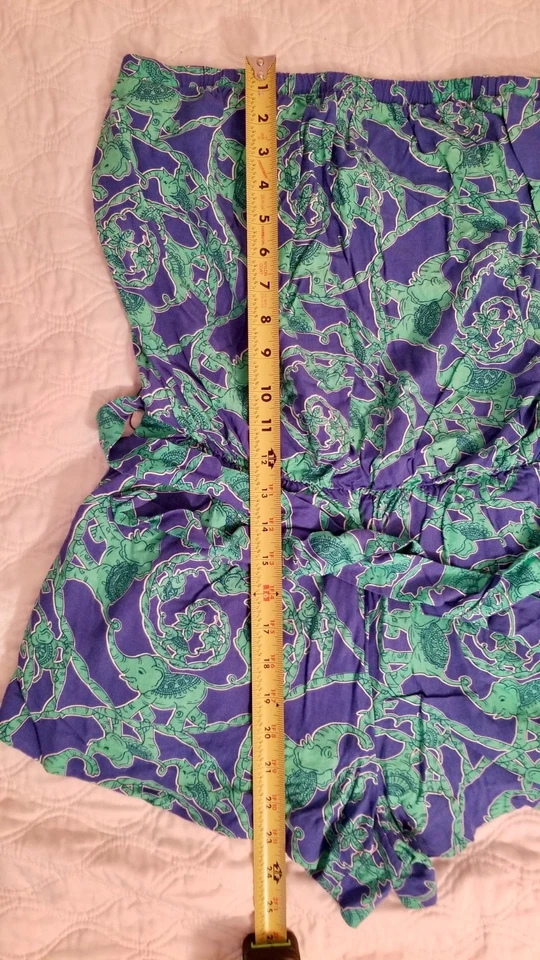 Mameluco sin tirantes Lilly Pulitzer con bolsillos azul con elefantes verdes talla L Foto 3 de 4