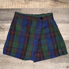 Vintage Girls Plaid Skort Green /Navy Blue Girls Size 6
