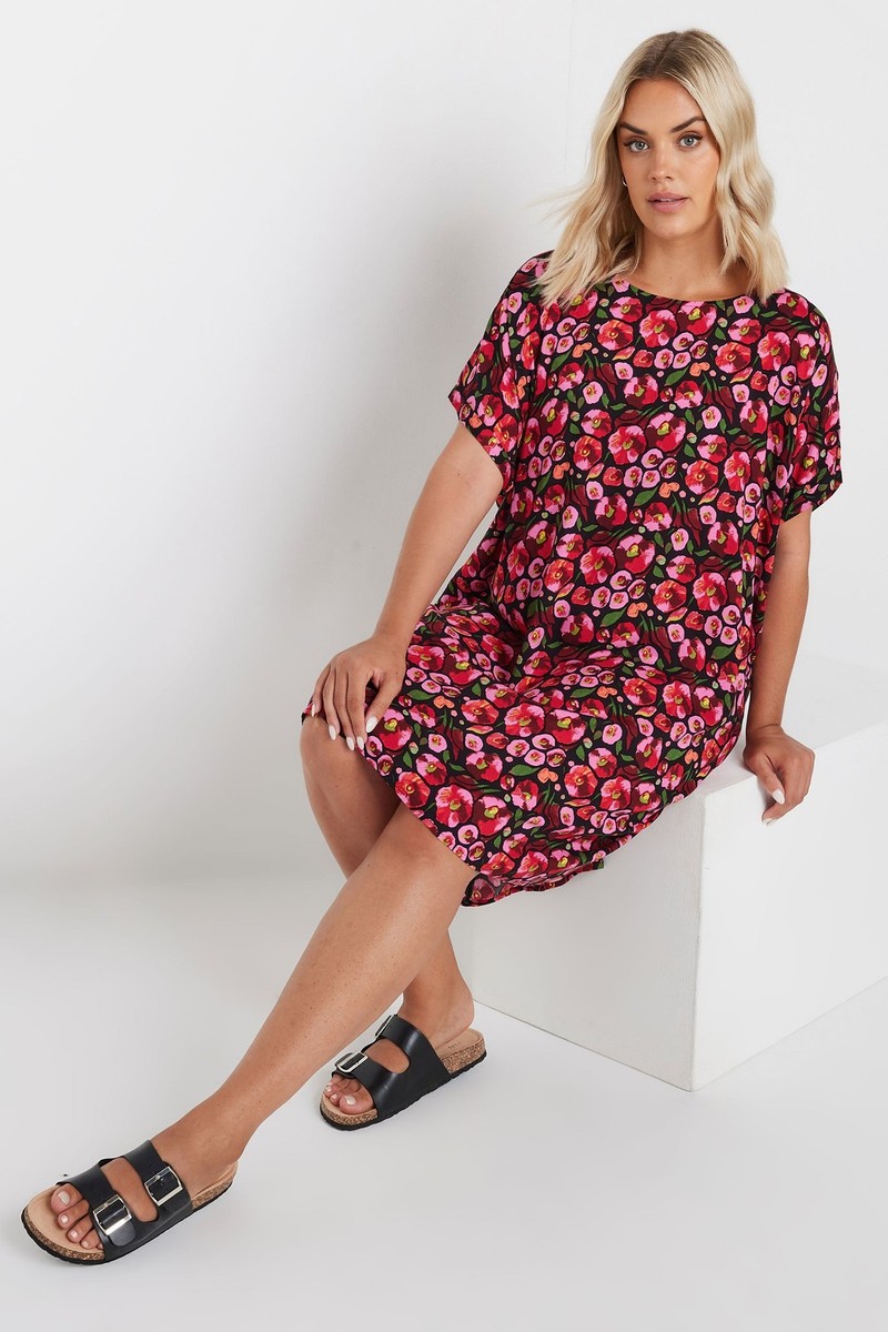 Yours Curve Women's Plus Size Floral Print Tunic Dress