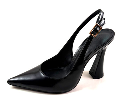 Steve Madden Blare Black Leather Pointed Toe High Heel Slingback Pump