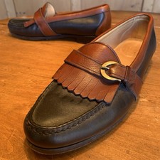 Foot Joy Black / Brown Kiltie Buckle Strap Loafers Made In USA 11 D