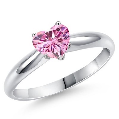6.5MM Heart Shape Gemstone Birthstone Solitaire Engagement Ring For Women in