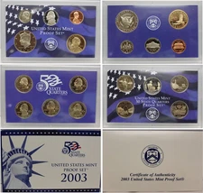 2003 Proof set CN-Clad W/ Kennedy & Sacagawea - (OGP) 10 coins