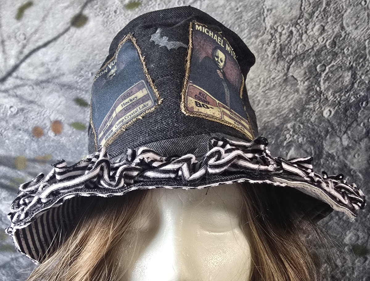 OOAK Magnolia Boho Indie Top Hat Horror Movies Upcycle Adjustable M 22.5\
