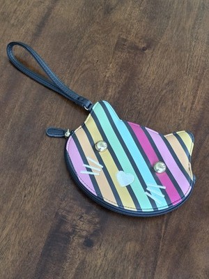 LUV BETSEY BY BETSEY JOHNSON Rainbow Kitty Cat Wristlet Coin Purse Artsy Whimsy