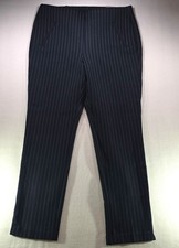 Chico's So Slimming Juliet Slim Leg Blue-White Pinstripe Pants US Size 10 NWT