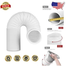 Universal 5.9" AC Exhaust Hose - 78" Expandable, Durable Polypropylene, Clock...