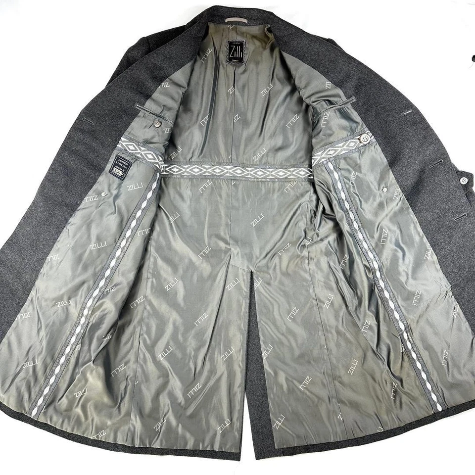 ZILLI Cashmere & Chinchilla Double Chester Coat Gray Luxury Designer Outerwear - Image 4 of 4