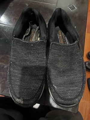 Skechers Shoe Mens 8 Expected Gomel Casual Slip On Black Relaxed Flaws